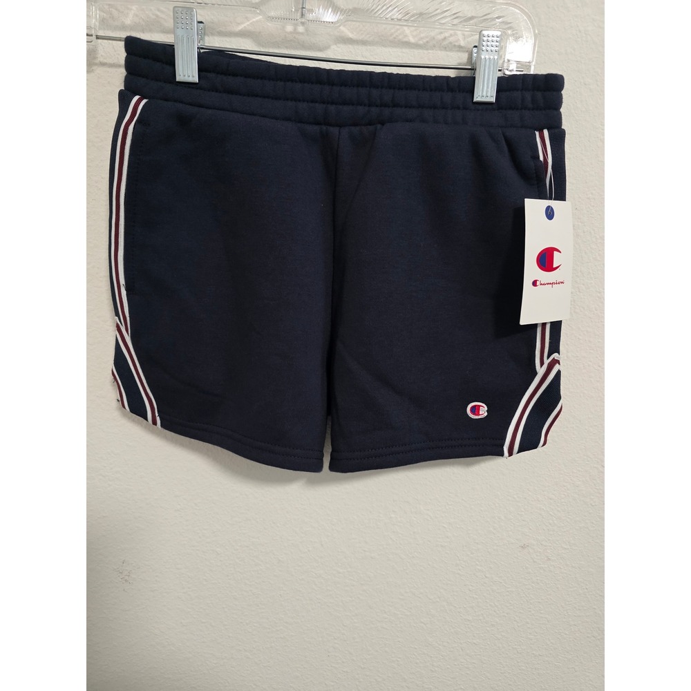 Champion Kids Navy Blue Fleece Shorts Side Taping NWT Size L